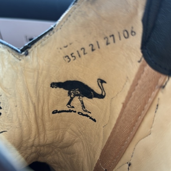 LOS ALTOS genuine ostrich belly Boots Wide Square Rodeo Toe Red Black men’s 8 EE - Picture 6 of 10